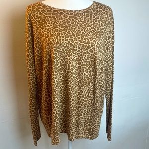 J. Jill  Women’s Animal Print Cotton Blend Long Sleeve Knit Top Size LP